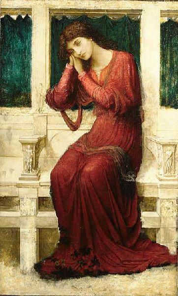 John Melhuish Strudwick When Sorrow comes to Summerday Roses bloom in Vain